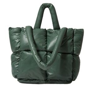 NWT Stylish & Trendy Dark Olive Green Puffer Cloud Tote Shoulder Bag